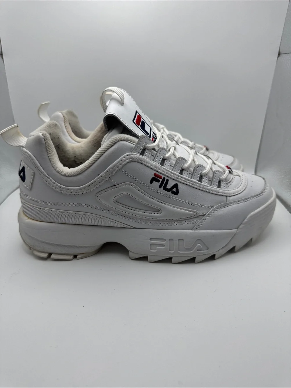 Fila Shoes Mens 9 Disruptor II Sneaker White Lace Up Low Top Comfort